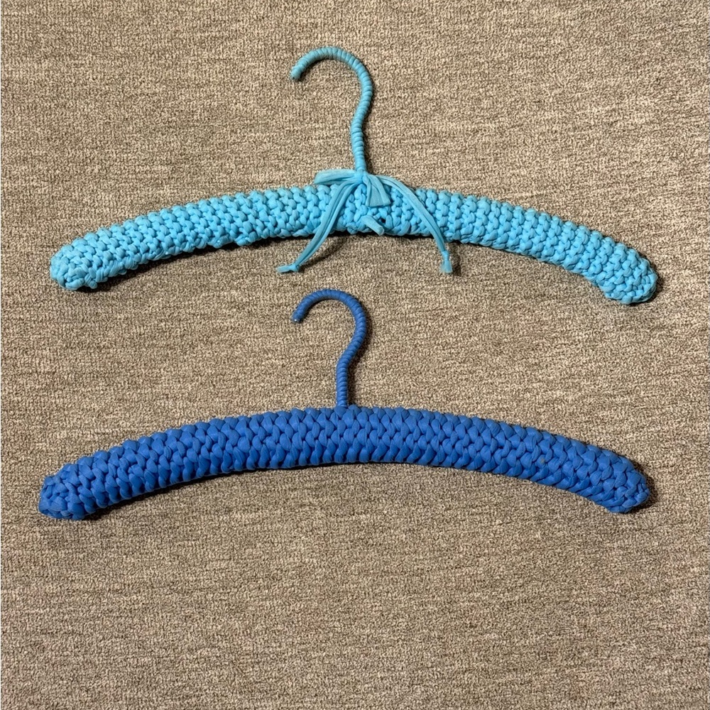 Set of Two Blue Crochet Hangers